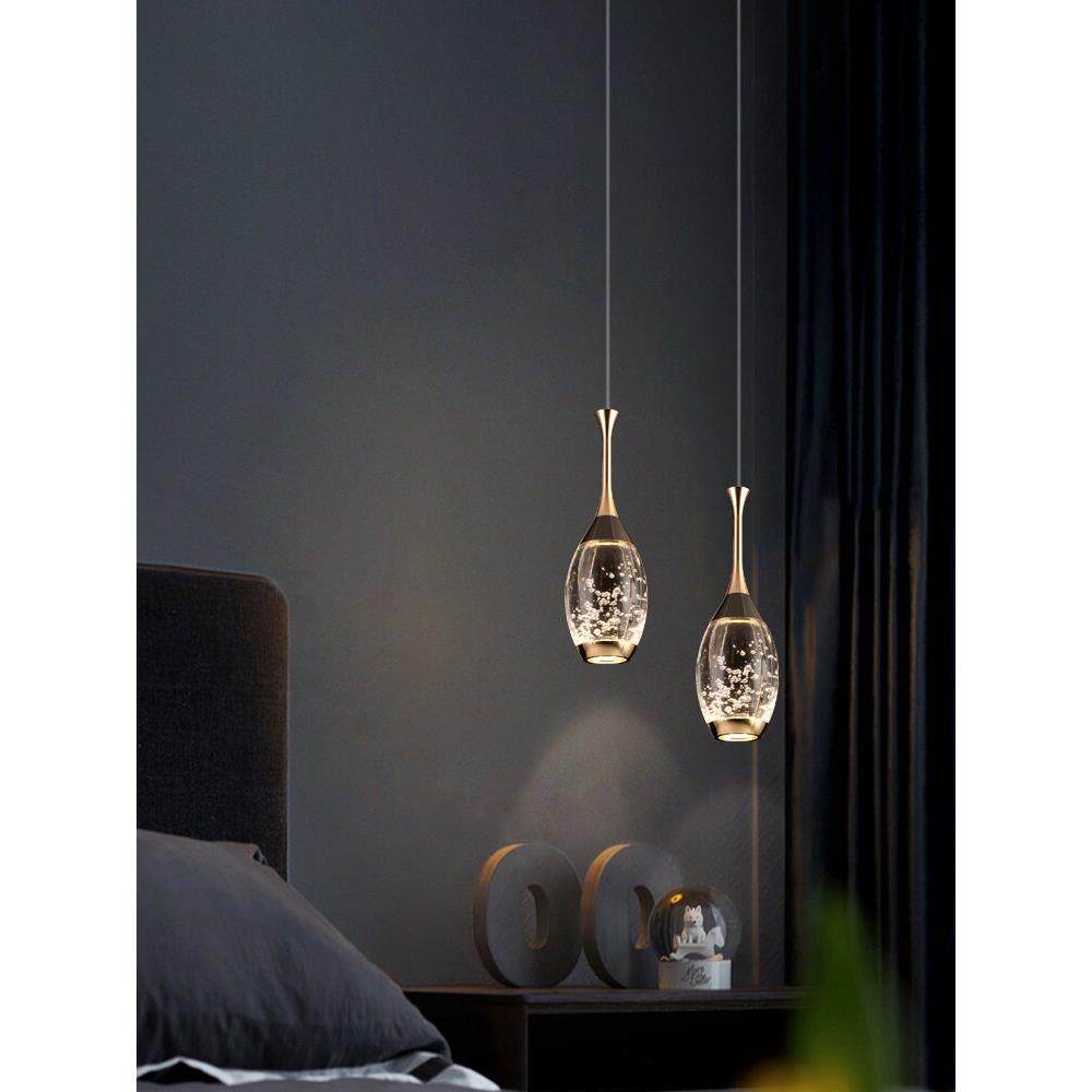 轻奢高端卧室床头吊灯水晶灯现代简约服装店铺装饰吊灯单头吧台灯