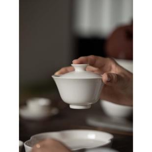 元无景德镇泡茶杯盖碗单个高档云开陶瓷盖碗二才纯手工草木灰茶具