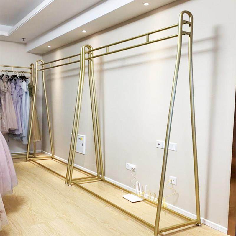 金色婚纱展示架落地式工作室礼服旗袍秀禾货架照相馆专用挂婚纱架