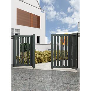 铁艺庭院电动折叠门别墅大门自动对开门铝艺门农村自建房院子门