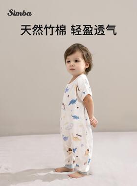 小狮王辛巴婴儿睡袋夏季薄款竹纤维纱布儿童宝宝分腿防踢被竹棉
