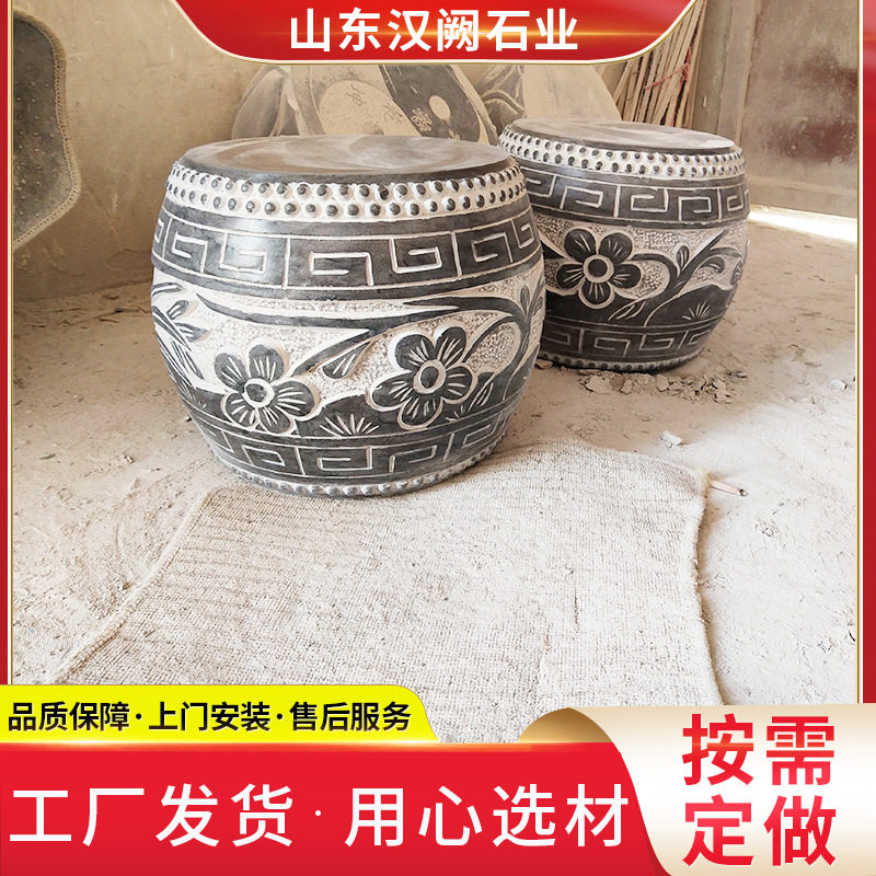 花岗岩柱墩底座石墩子石雕圆墩空心实心柱顶石厂家雕刻柱墩垫基石