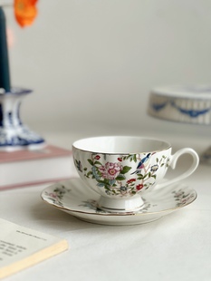 人间富贵花雀鸟系列欧式复古陶瓷咖啡杯气质优雅咖啡杯碟一套