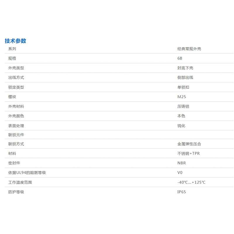 WAIN/唯恩 EMC.H6B-SFH-1L/SC-M25 6B 侧出线 封底下壳 外壳 M25