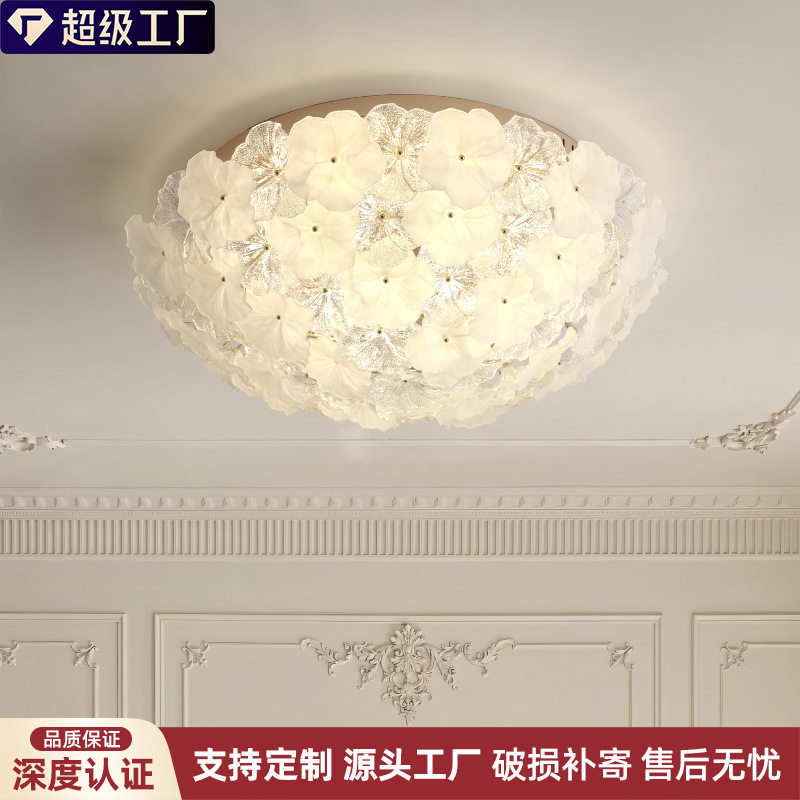 法式奶油风花朵卧室吸顶灯