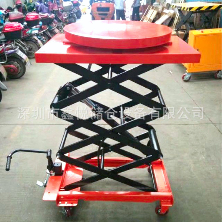 500kg手动平台车圆型移动平台车台面旋转液压车模具装卸手推车