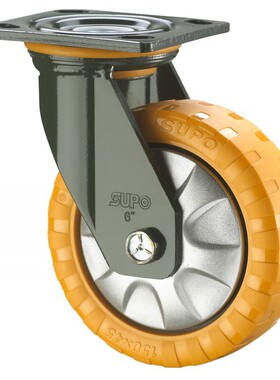 SUPO/向荣 5寸承重型带双刹车橙色PU 聚氨酯脚轮J07S-01D-125-362