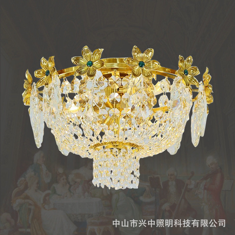 法式中古水晶全铜奢华吸顶灯