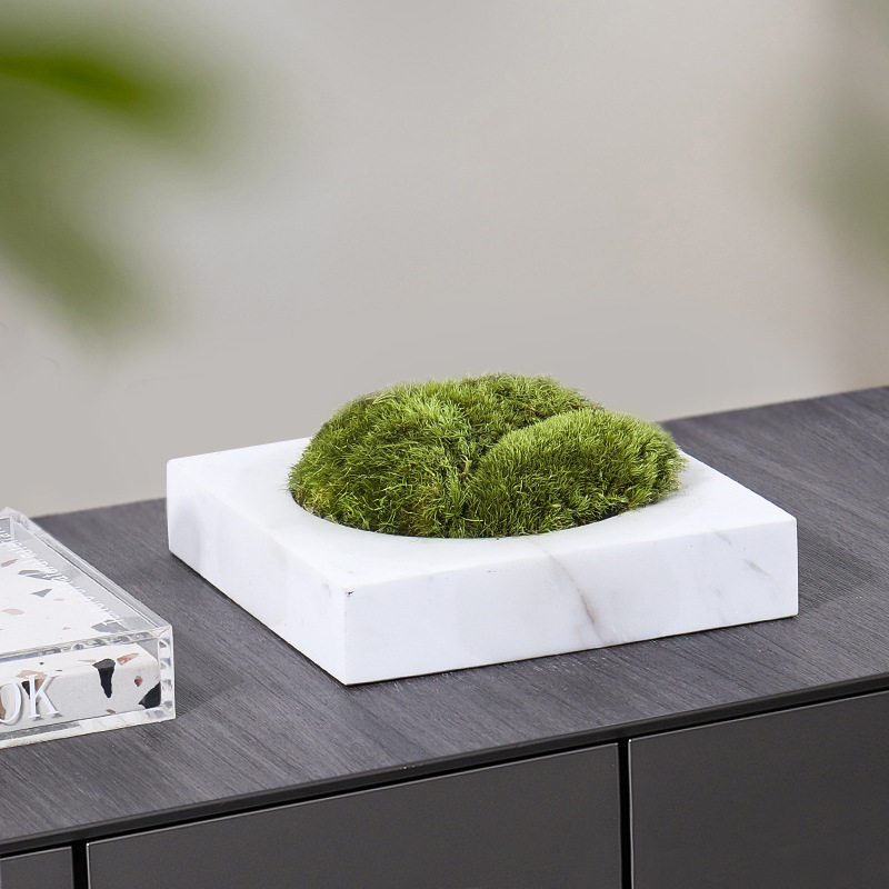 现代天然大理石绿植花盆创意家居饰品摆件样板间售楼处摆设工艺品