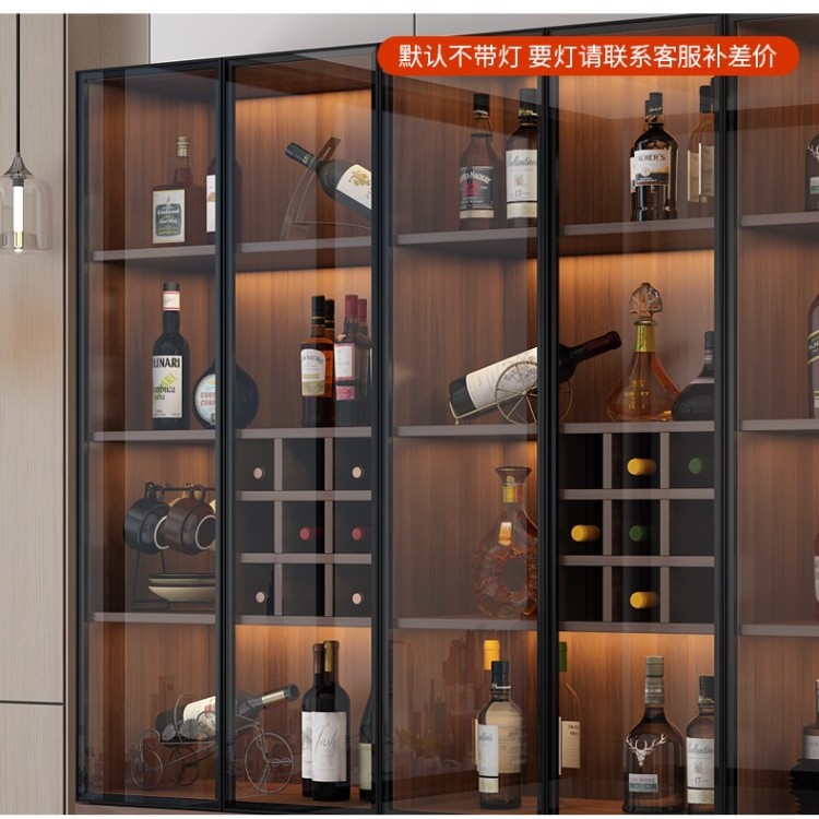轻奢实木酒柜现代简约靠墙客厅玻璃门展示柜子小型家用储物柜