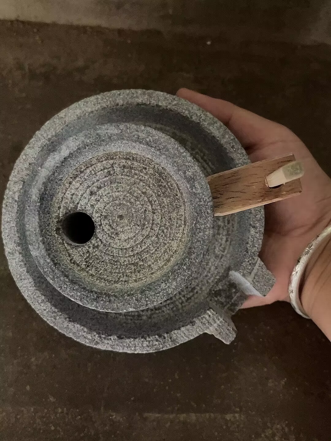 家用迷你手工青石小石磨摆件