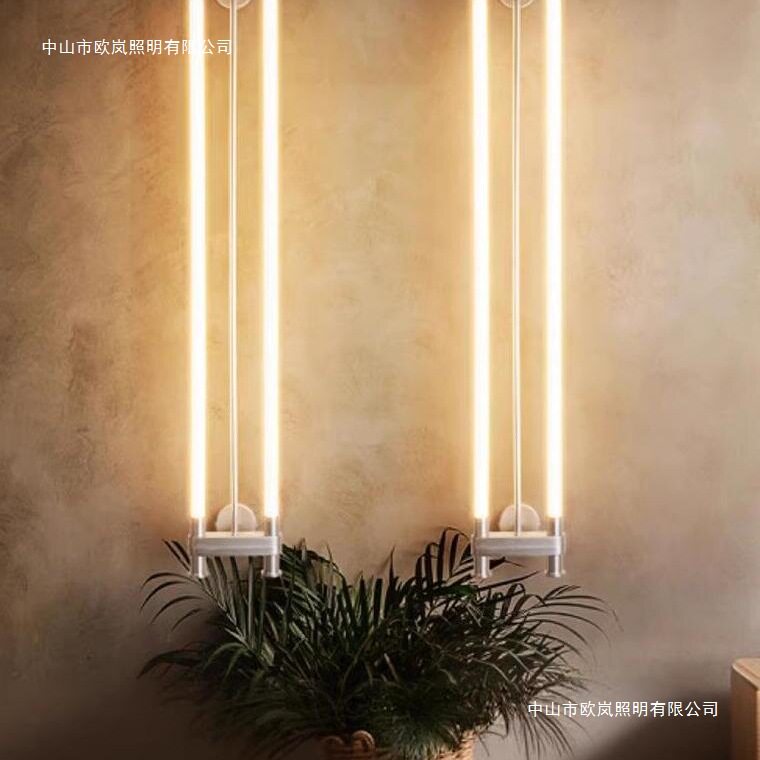 复古工业风双管荧光长条壁灯