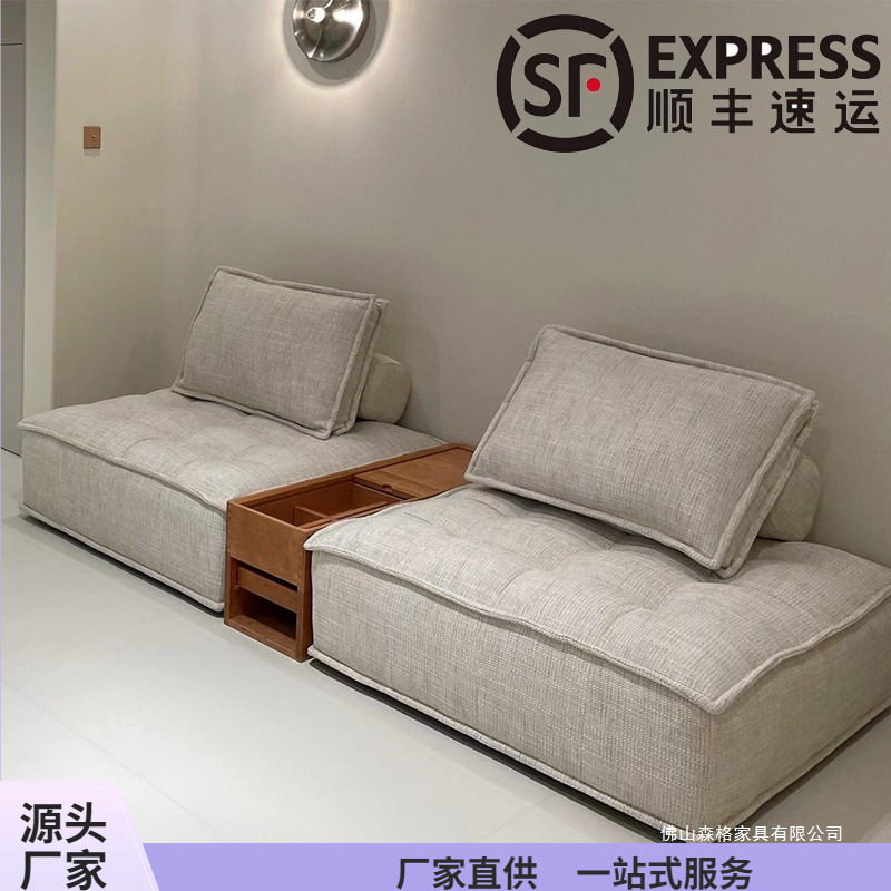 豆腐方块布艺沙发北欧小户型客厅意式极简轻奢科技布单人直排组合