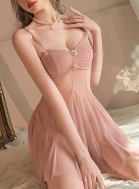 性感睡衣床上睡袍女夏2024年新款吊带冰丝睡裙激情风诱惑战老公袍