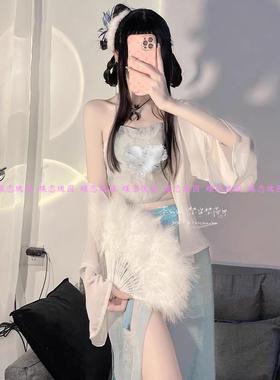 200斤大码异域风情汉服女古装薄纱里半透衣玉兔精衣服cosplay性感