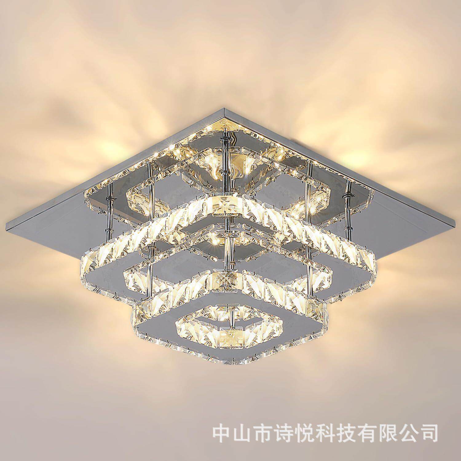 现简约LED方形玄关过道水晶客厅卧室吸顶灯具灯饰灯具厂家直供