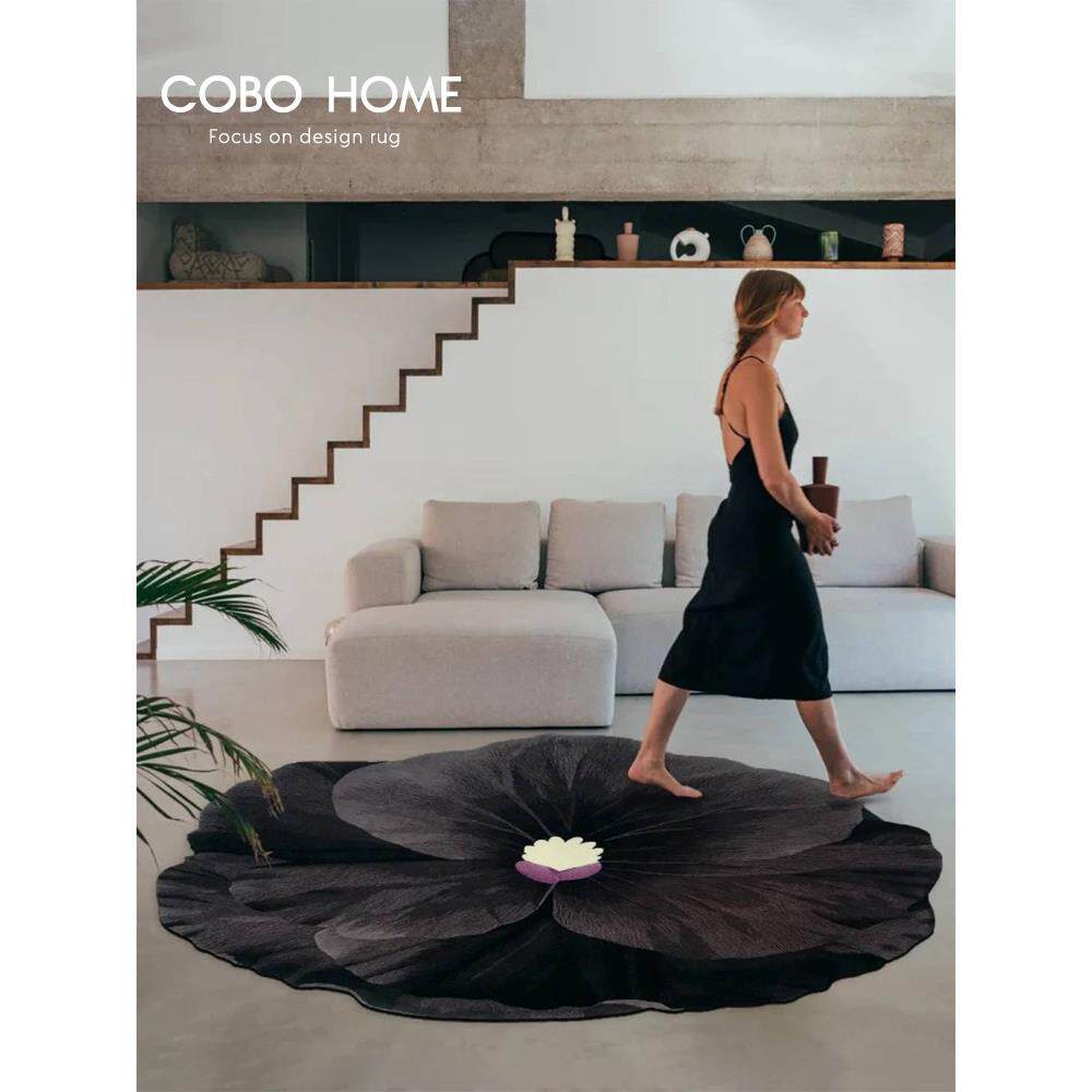 异形地毯客厅钢琴毯法式黑色定制不规则高级感衣帽间卧室床边毯