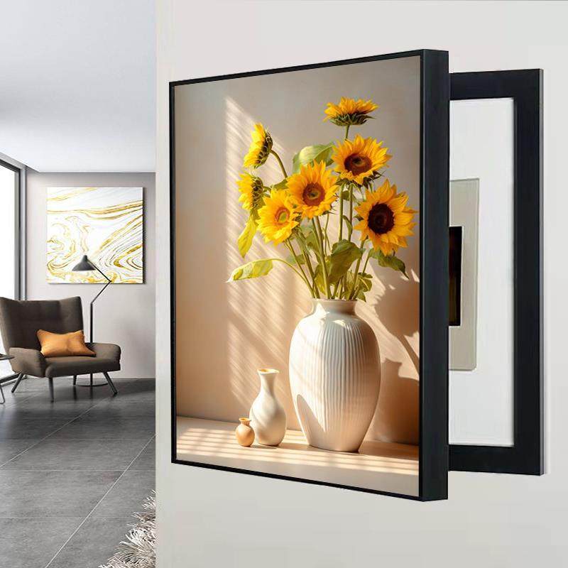 电表箱画 装饰画竖款免打孔遮挡配电箱电闸盒向日葵花卉竖版挂画,家居饰品,现代装饰画,淘宝优惠券,粉丝福利购,淘宝优惠卷