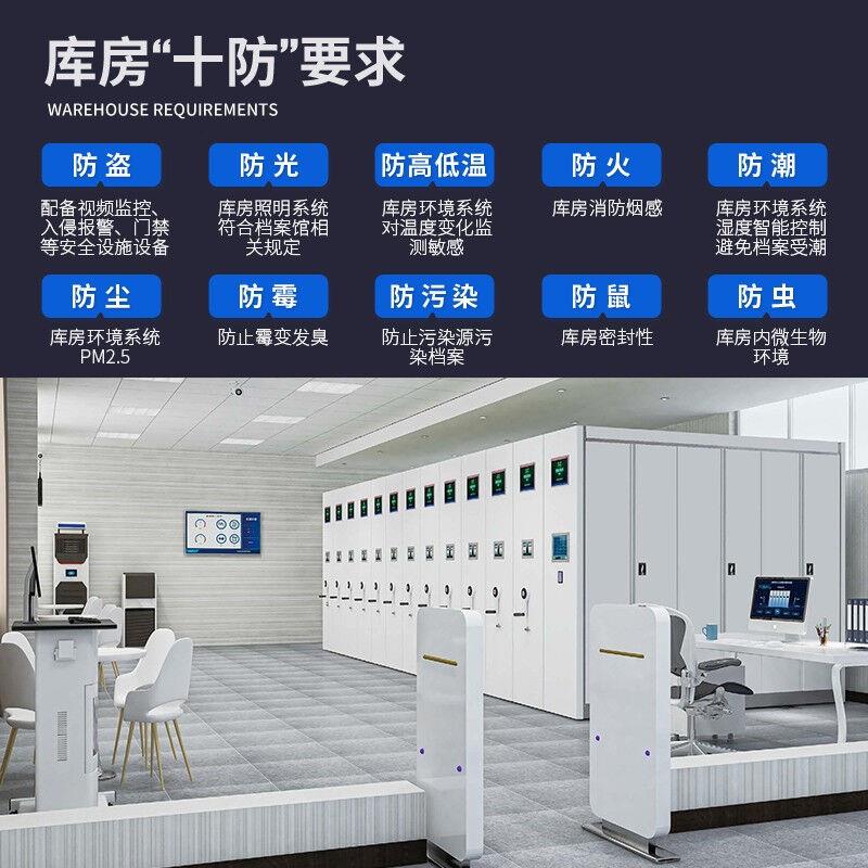 智慧档案库密集架恒温恒湿防尘智能档案室十防RFID档案管理密集柜