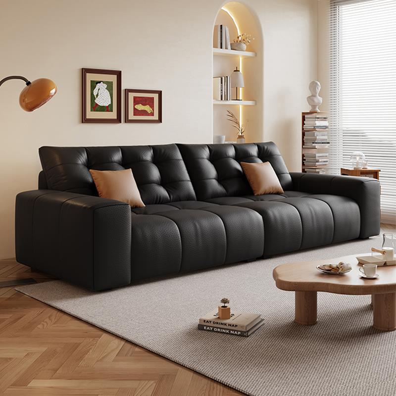 意式极简轻奢真皮布艺沙发客厅小户型现代简约直排家用双人三人位