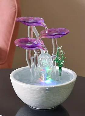 紫色灯笼桌面风水转轮球循环水室内客厅装饰前台乔迁礼