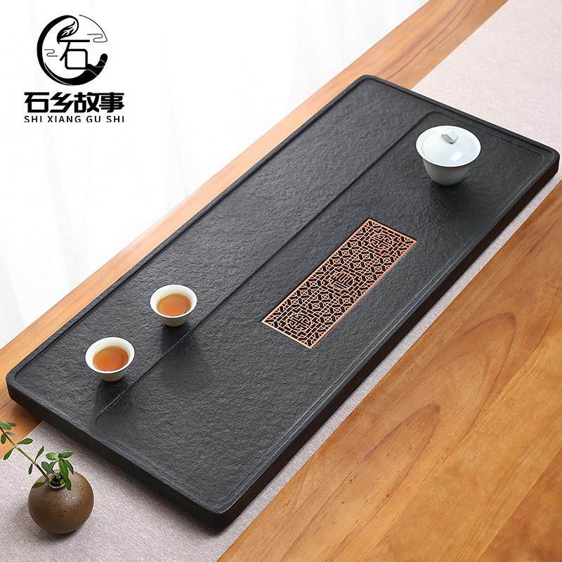 天然乌金石茶盘家用简约石头茶台客厅现代2024新款石材轻奢茶海,餐饮具,茶盘,淘宝优惠券,粉丝福利购,淘宝优惠卷