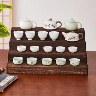实木茶杯架博古架桌面茶壶架茶具阶梯收纳架珠宝陈列架产品展示台