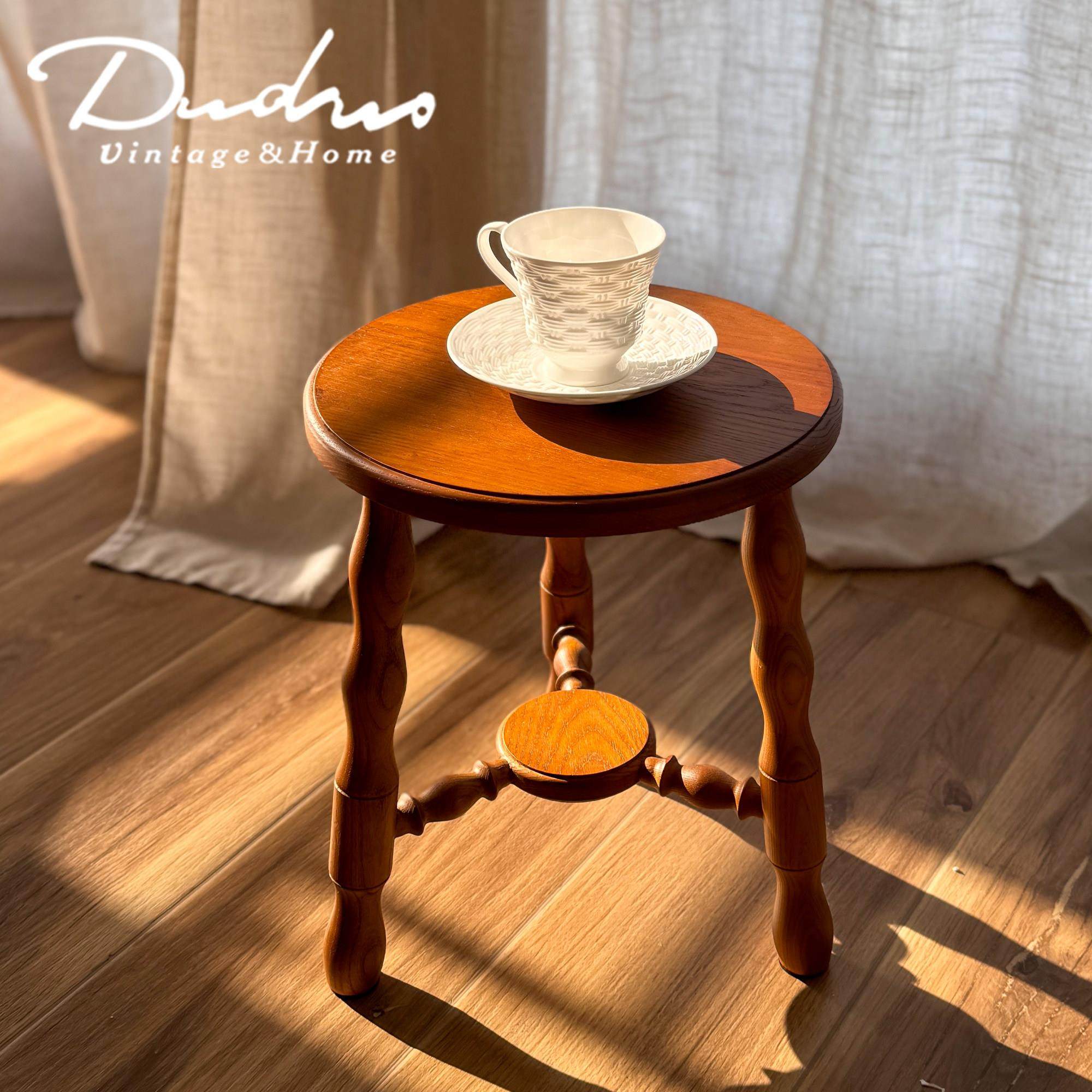 法式复古圆形小板凳客厅家用小凳子欧式中古实木矮凳ins风换鞋凳,住宅家具,矮凳,淘宝优惠券,粉丝福利购,淘宝优惠卷