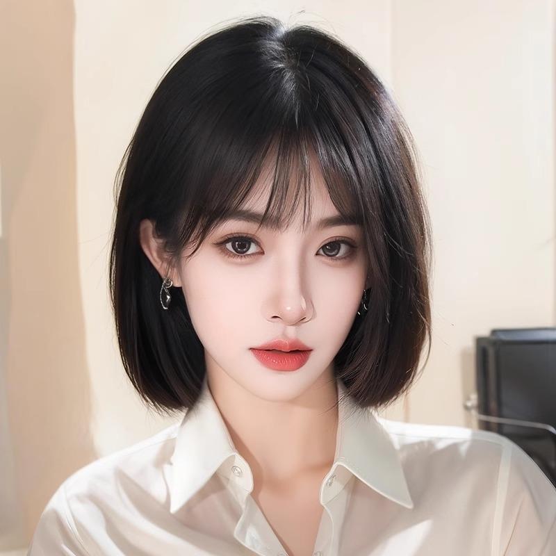 短发假发女全头套自然减龄波波头彷真发全真人发锁骨发整顶假发套