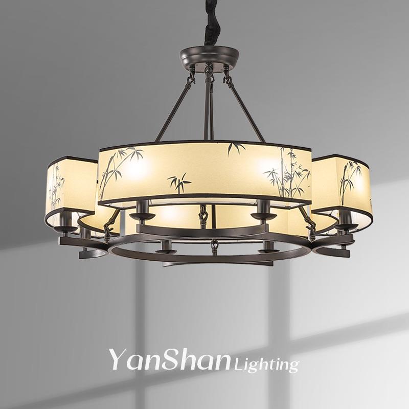 东方宋代美学画风竹叶客厅吊灯设计师厅主光禅宗高档包厢餐厅