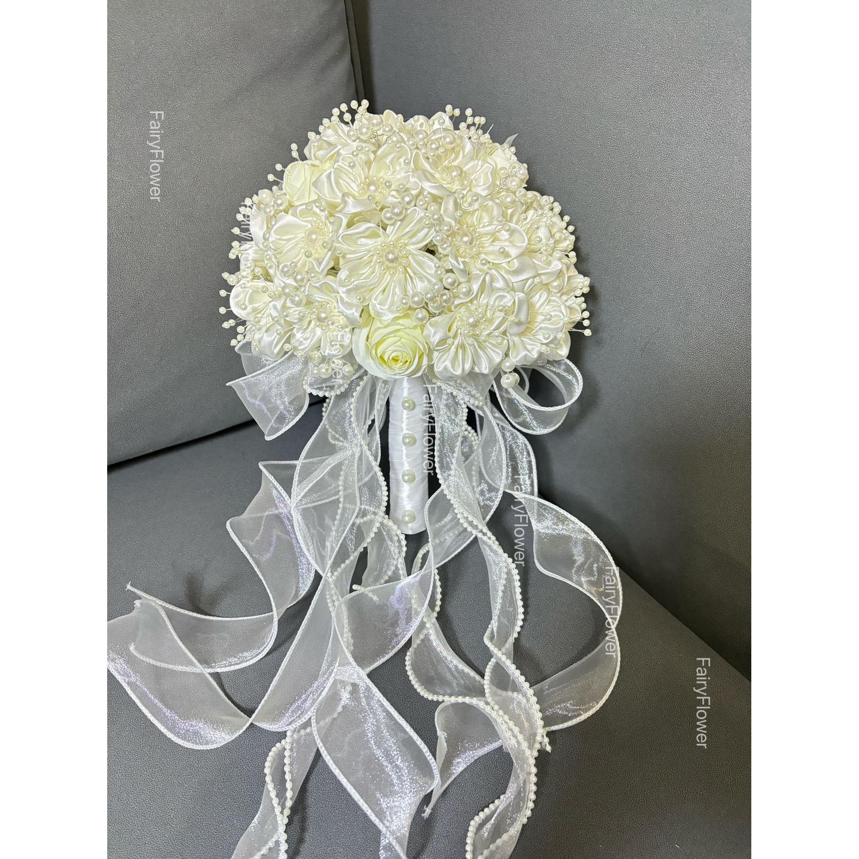 高级版diy结婚新娘珍珠手捧花