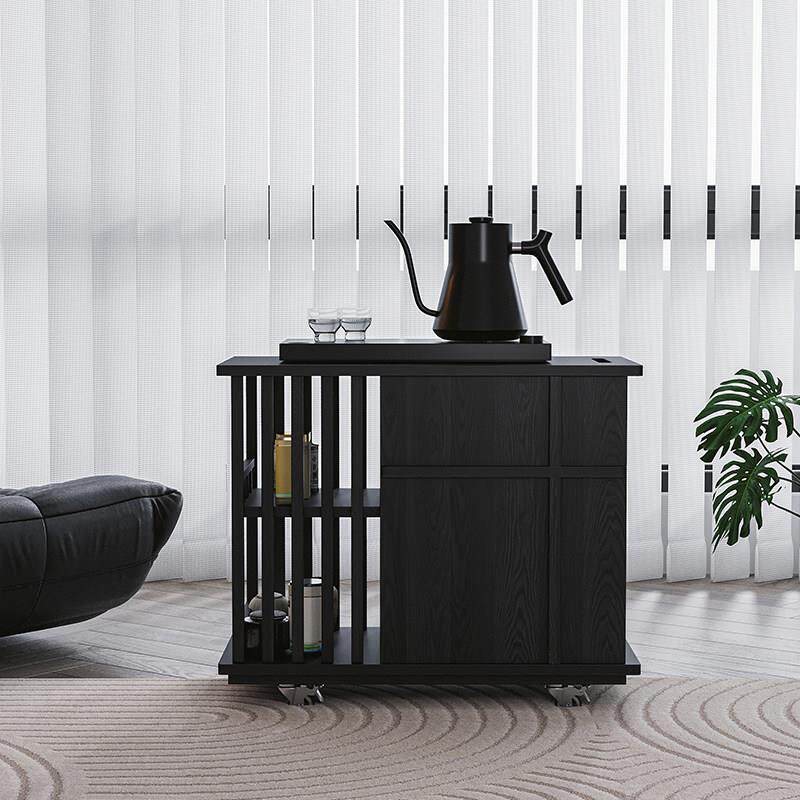 全实木可移动茶台多功能茶桌边几小推车收纳柜客厅茶水柜沙发边柜