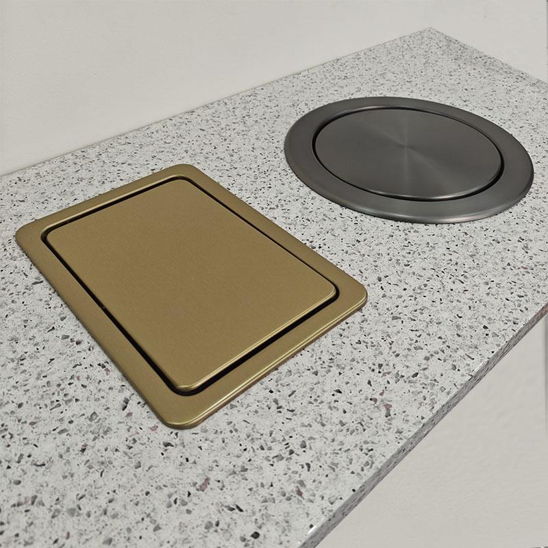 方形台面嵌入式清洁桶洗手间台上暗装不锈钢垃圾桶盖子废纸巾投口