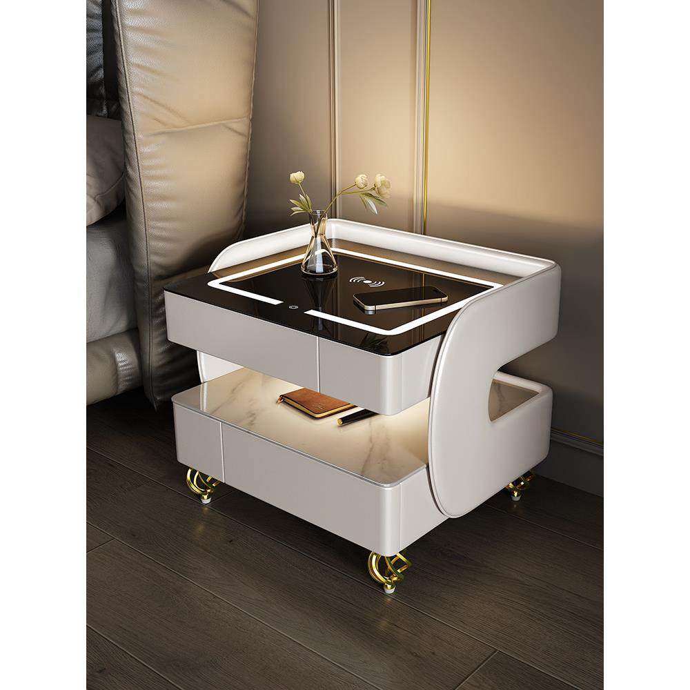 意式极简床头柜智能高级感网红卧室创意智能无线充电岩板床边柜子,住宅家具,床头柜,淘宝优惠券,粉丝福利购,淘宝优惠卷