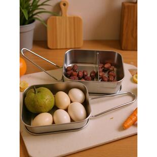 饭盒不锈钢304材料学生长方形大容量三室带盖蒸饭盒