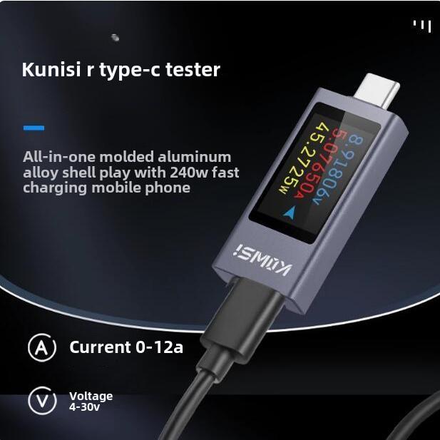 2303C手机充电检测仪支持12A大电流PD直流电压表USB功率计