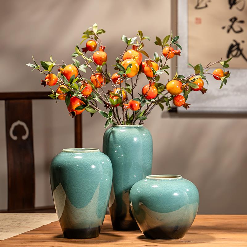 景德镇陶瓷花瓶摆件客厅插花落地高级感种花盆大覆古陶罐装饰中式