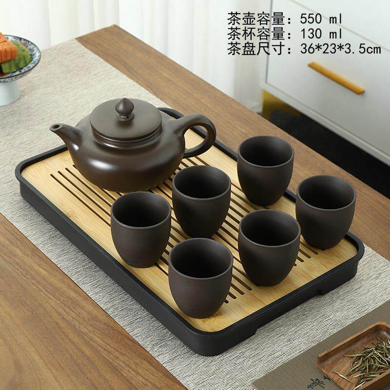 紫砂茶具套装大号带过滤内胆泡茶防古壶6杯带茶盘家用茶楼大容量