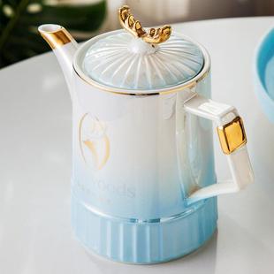 水杯具陶瓷茶具家用简约送礼接洽办公室耐高温托盘水具套装泡茶壶