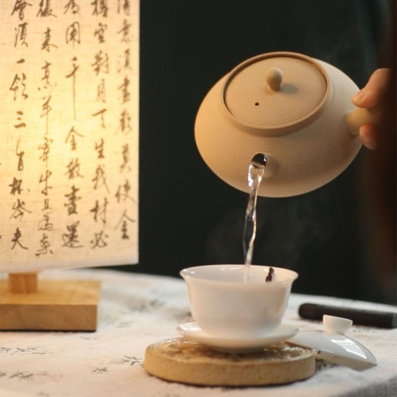 功夫道松风白泥壶煮茶壶侧把急须壶电陶炉潮州功夫茶壶烧水壶砂铫