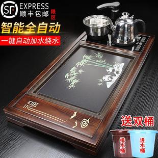 家用烧水壶一体功夫实木茶盘泡茶台自动排水大茶海 全自动茶具套装