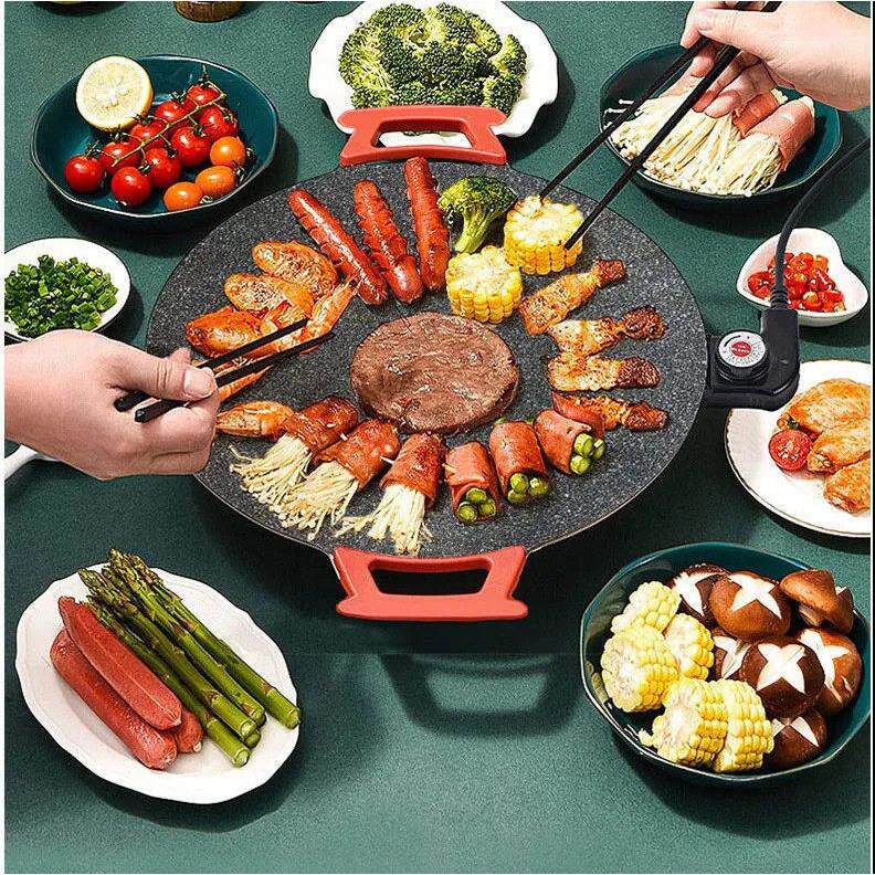 爆炸多功能韩国电烧烤锅家用煎锅烧烤麦饭石无烟不粘烧烤盘电烧烤
