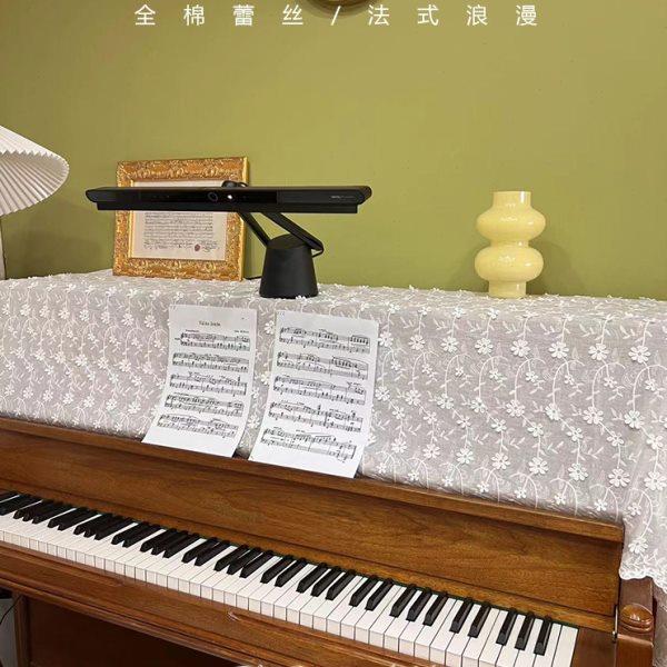 重磅刺绣！高级感钢琴防尘罩半罩全罩轻奢钢琴罩白色蕾丝电钢琴套