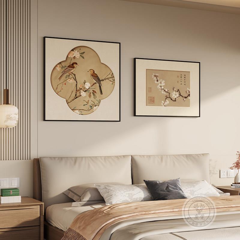 宋式美学喜上枝头卧室装饰画新中式主卧床头挂画高级感客厅组合画