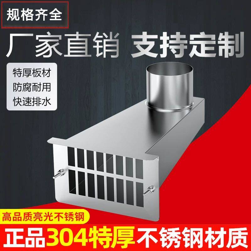 不锈钢侧排雨水斗87型侧入式女儿墙雨水口圆口方口地漏穿墙漏斗