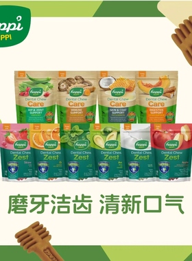 新加坡happiskippi狗狗磨牙棒洁齿耐咬骨零食清口气洁齿骨去牙垢