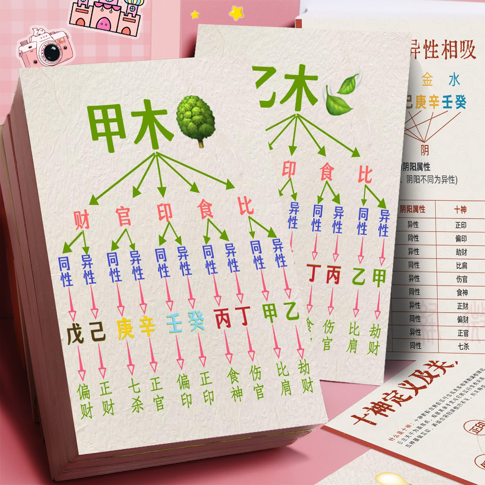 十神天干地支易经国学智慧贴纸