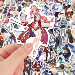 原神立绘贴纸全身魈钟离图案宵宫罗莎莉亚防水卡通ins行李箱贴DIY