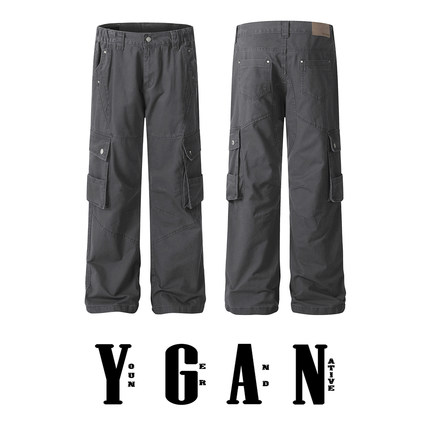 YGAN年少不知美式复古解构微喇工装裤男女款多口袋vibe直筒休闲裤
