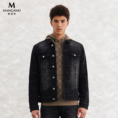 Mangano翻领字母印花牛仔外套